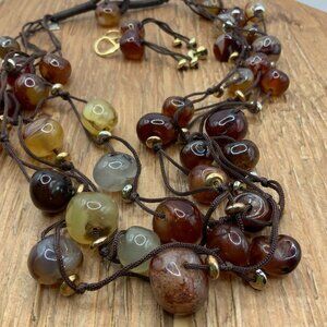Cookie Lee Multi Strands Layered Carnelian Stones Earthy Boho Necklace Earrings